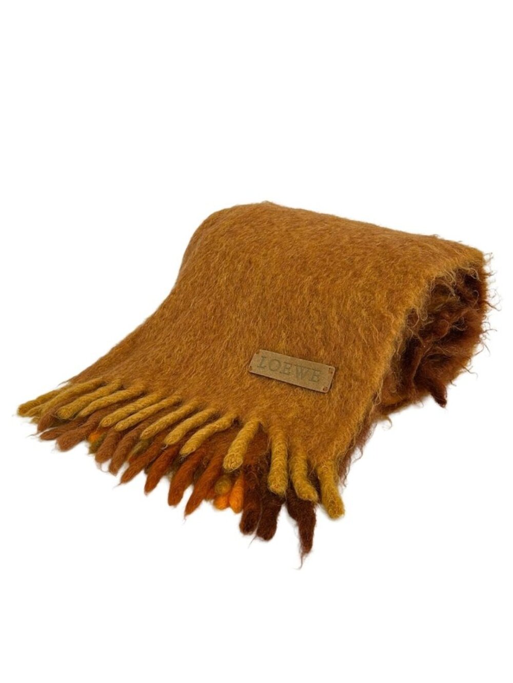 Loewe Shawl Orange Brown Dark Large Wool Scarf